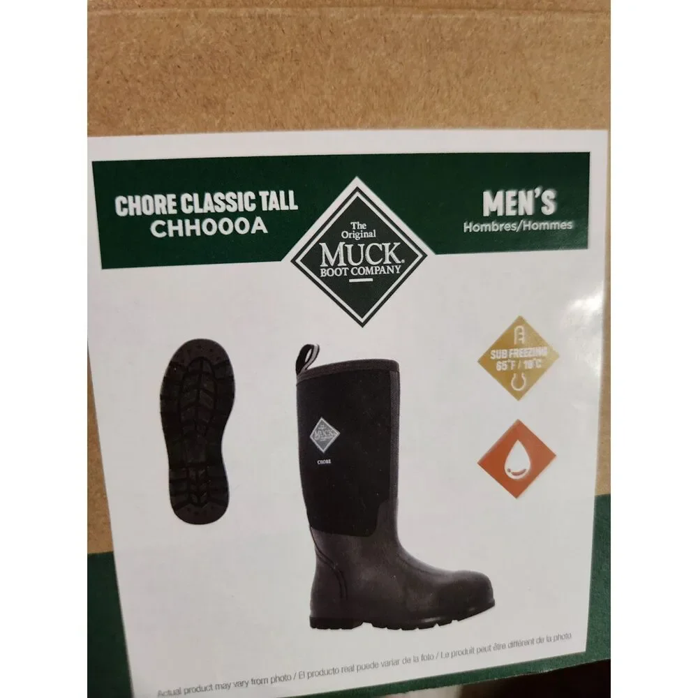 Muck Boot Company Chore Classic Hi Men’s 11 Black Waterproof Work Boots